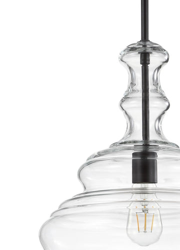 Bettina 13.37" Glass/Metal LED Pendant - JONATHAN Y